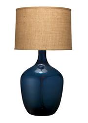 Plum Jar Glass Table Lamp with Burlap Shade, Blue by Jamie Young