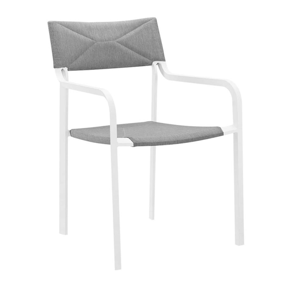 Fenimore Stackable Outdoor Patio Aluminum Dining Armchair In White Gray by Modway Furniture