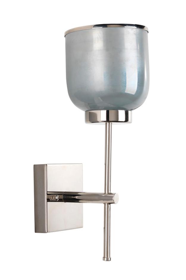 Vapor Single Sconce, Nickel and Blue Opal Metallic Glass by Jamie Young