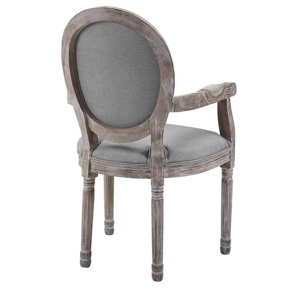 Lida Vintage French Upholstered Fabric Dining Armchair In Light Gray by Modway Furniture