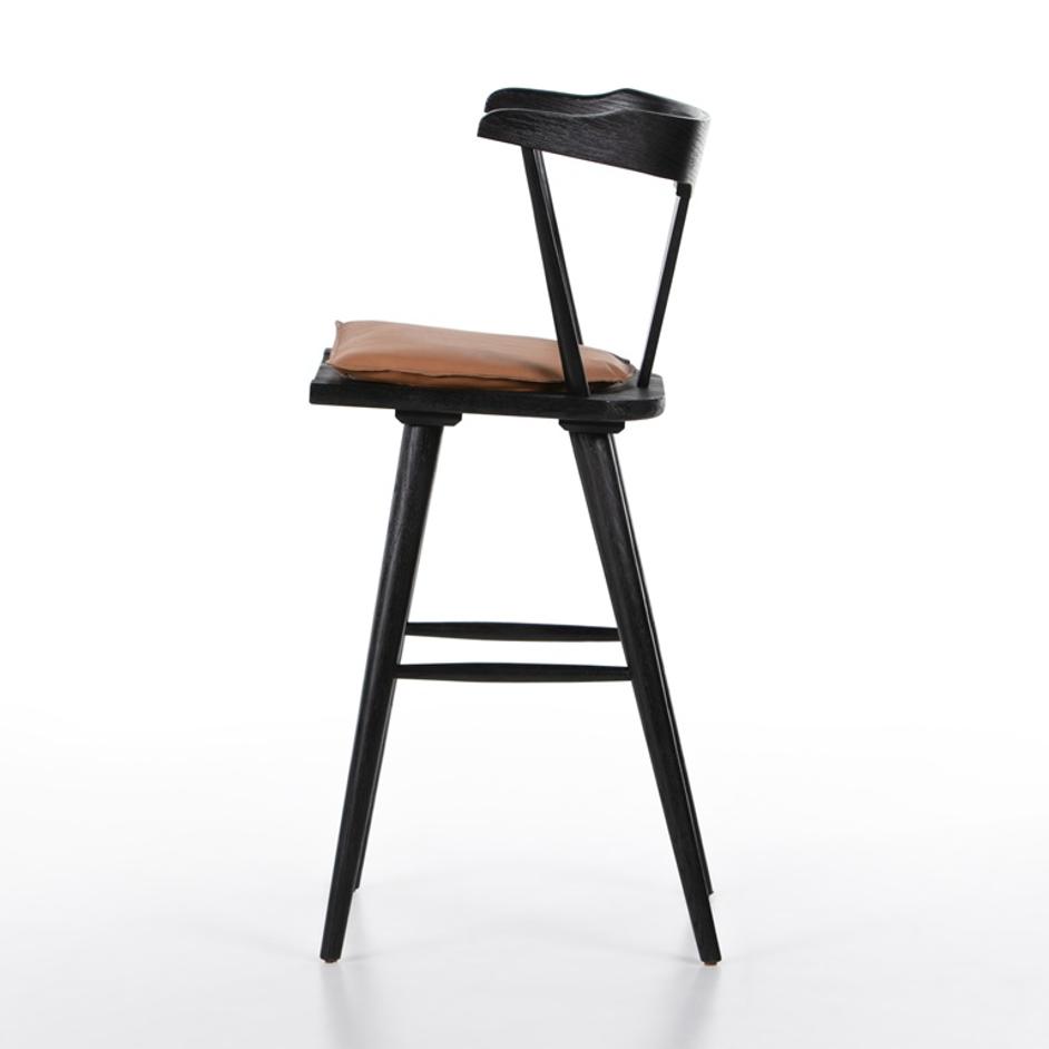 Ripley Stool With Cushion In Black Oak In Bar by FOUR HANDS
