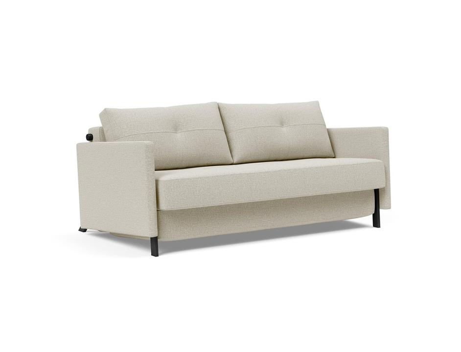 CUBED QUEEN SOFA BED in MIXED DANCE NATURAL FABRIC WITH Black Steel LEGS 527 by INNOVATION USA