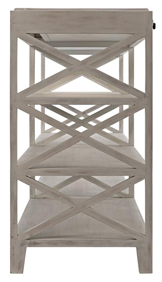 Sutton Mahogany and Veneer Console in White Wash with Brass Pulls by Noir Furniture