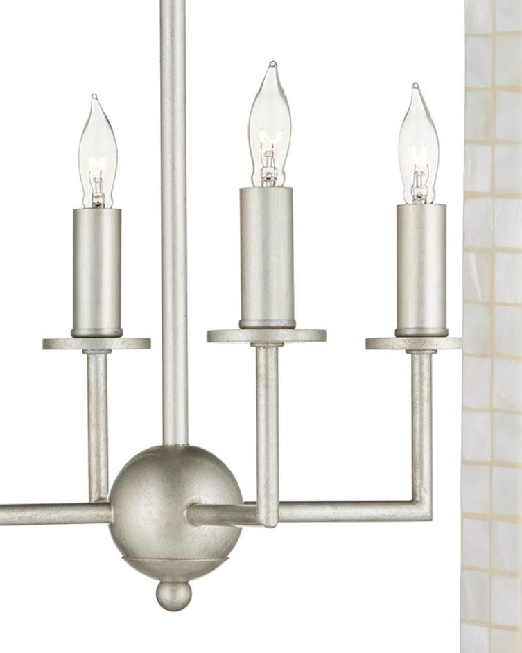 Arietta Chandelier In Mother of Pearl & Contemporary Silver Leaf by Currey & Company