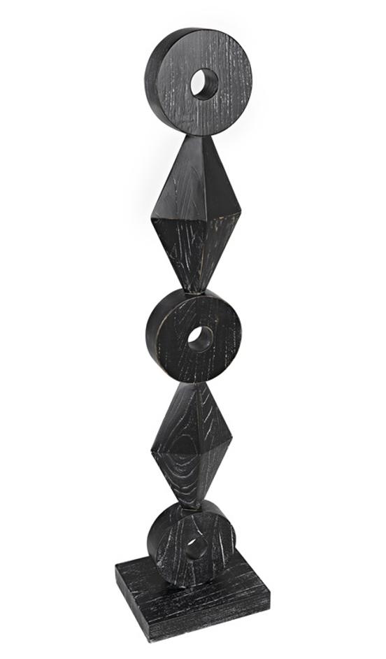 Totem Mindi Wood Sculpture in Cinder Black Finish by Noir Furniture