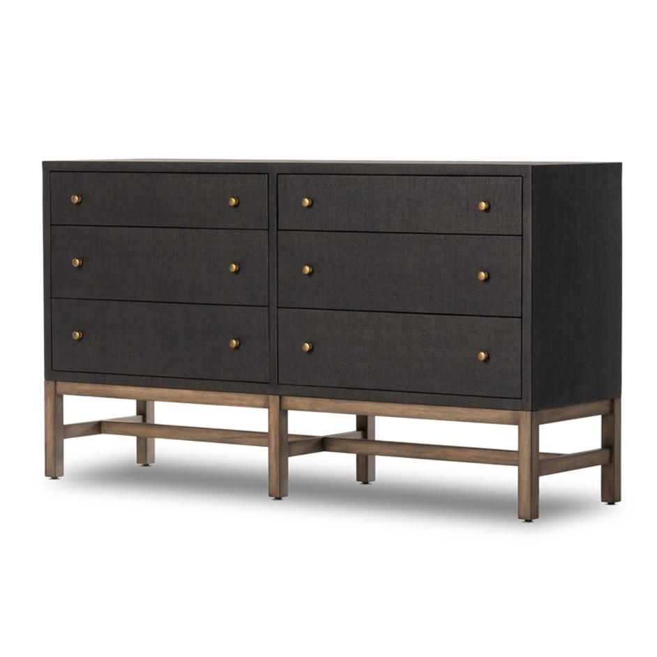 Fiona 6 Drawer Dresser In Black Raffia by FOUR HANDS