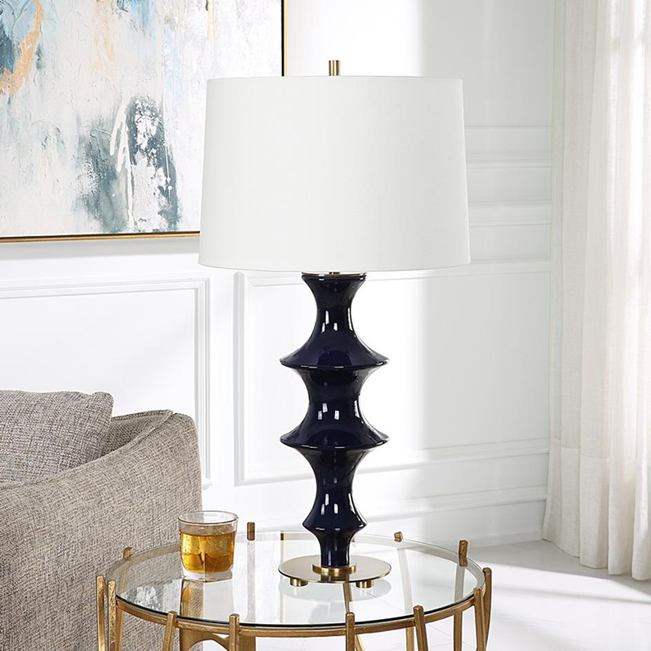 Coil Sculpted Blue Table Lamp by Uttermost