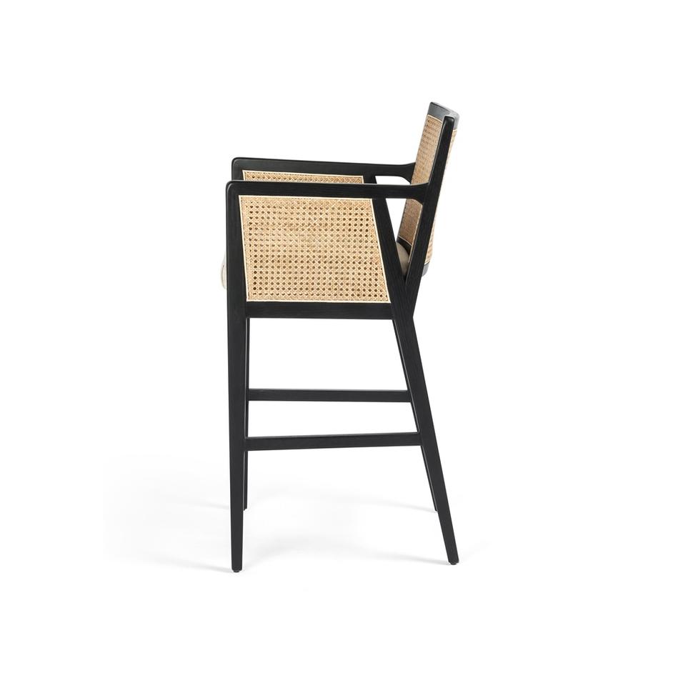 Antonia Cane Stool-Savile Flax-Bar by FOUR HANDS