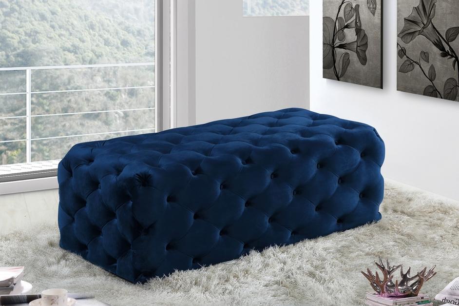 Debbie Ottoman/Bench In Navy Velvet by Meridian Furniture
