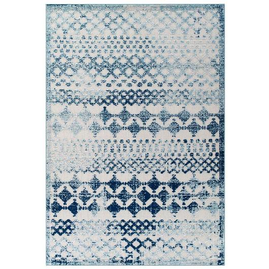 Burket Giada Abstract Diamond Moroccan Trellis 8X10 Indoor/Outdoor Area Rug In Ivory And Blue by Modway Furniture