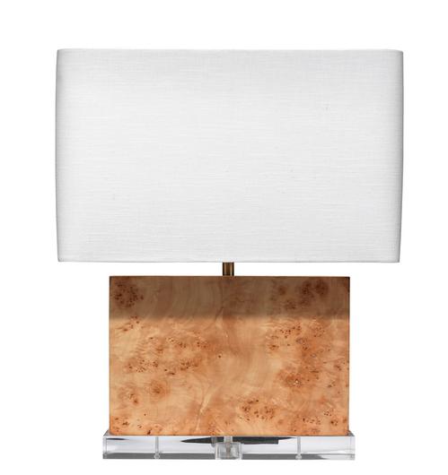 Parallel Burl Wood Table Lamp with Linen Shade by Jamie Young
