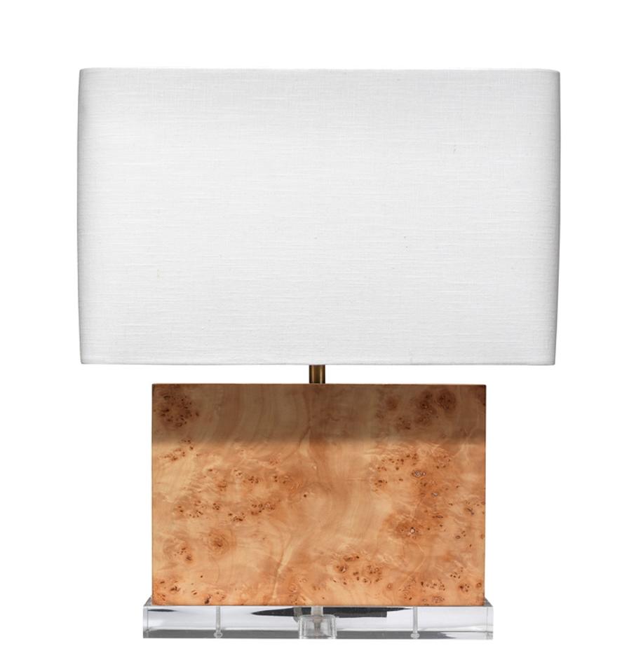 Parallel Burl Wood Table Lamp with Linen Shade by Jamie Young