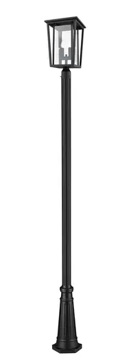 Seoul 2 Light Outdoor Post Mounted Fixture in Black Finish by Z-Lite