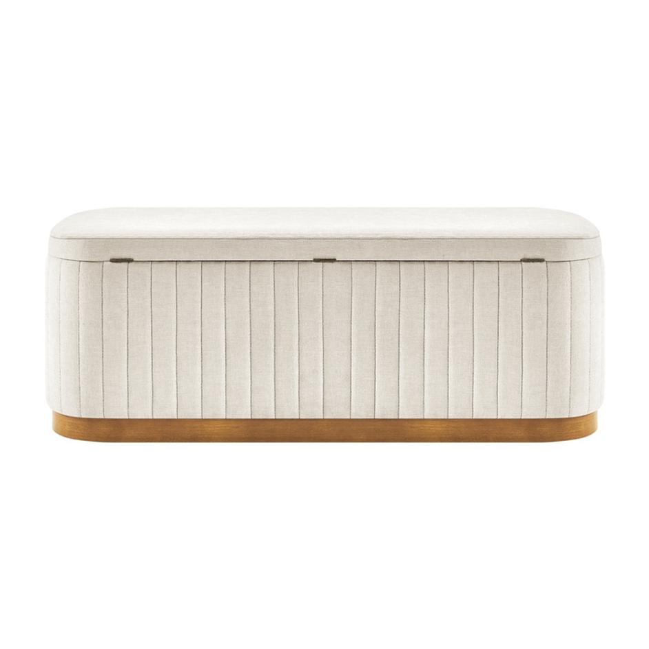 Clinton Chenille Storage Bench, Seneca Beige  by New Pacific Direct
