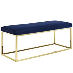 Russell Fabric Bench In Gold Navy by Modway Furniture