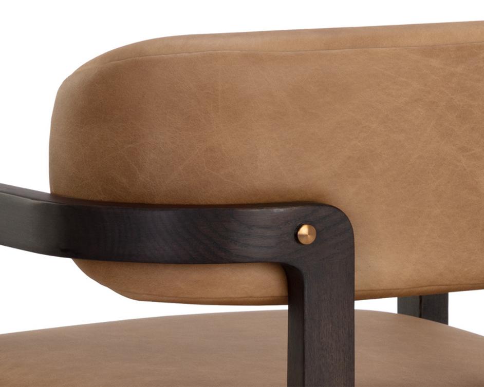MADRONE DINING ARMCHAIR - BROWN - LUDLOW SESAME LEATHER by Sunpan