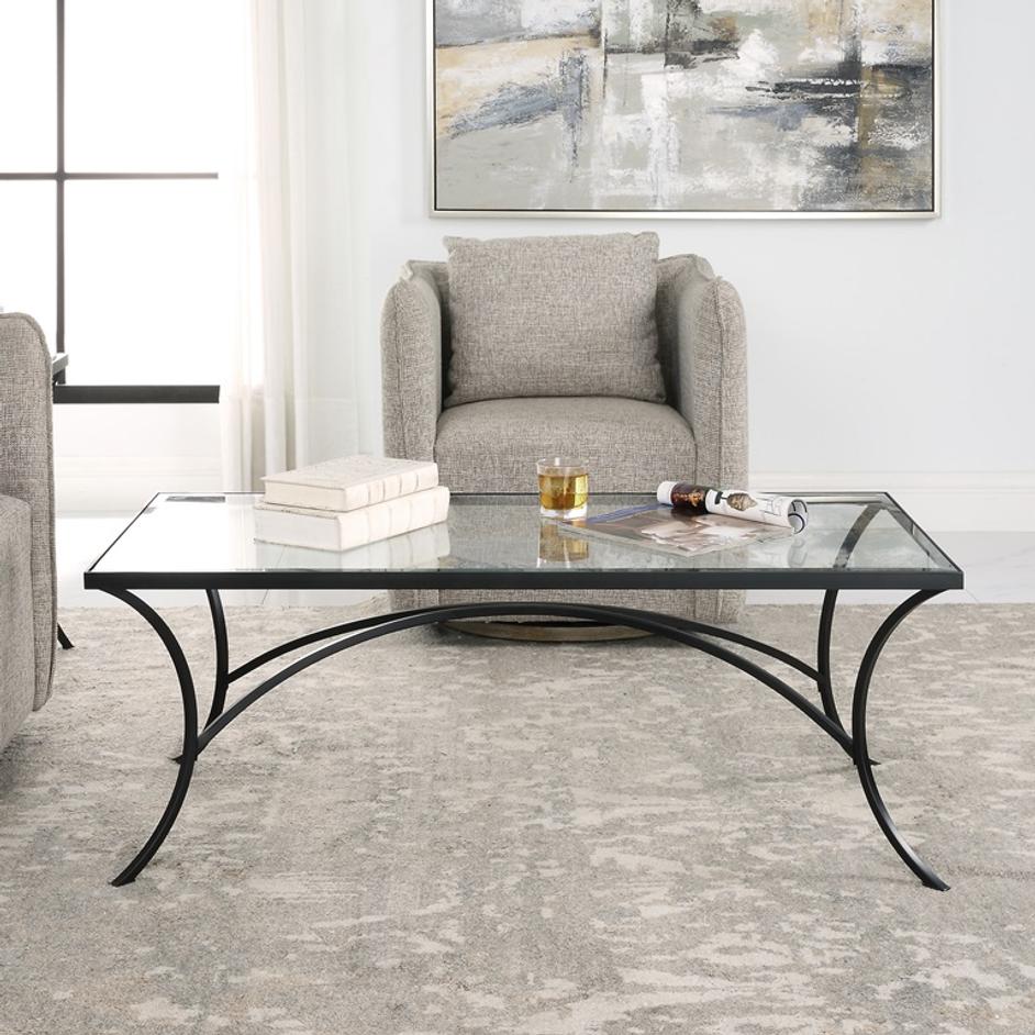 Alayna Black Metal & Glass Coffee Table by Uttermost
