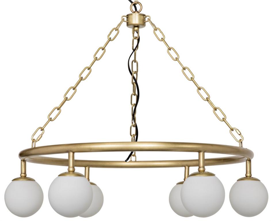 Modena Chandelier, Small, Metal with Brass Finish by Noir Furniture
