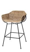 Nusa Counter Stool in Natural Rattan & Black Steel by Jamie Young