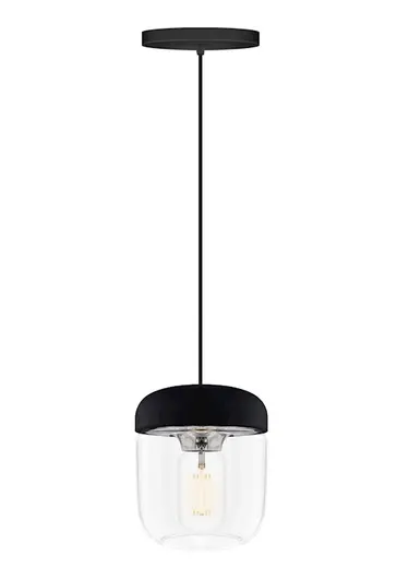 Acorn Black and Steel Hardwired Pendant with LED Bulb by UMAGE