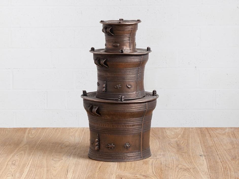 Laotian Rain Drums, Set of 3, Bronze by PHILLIPS COLLECTION