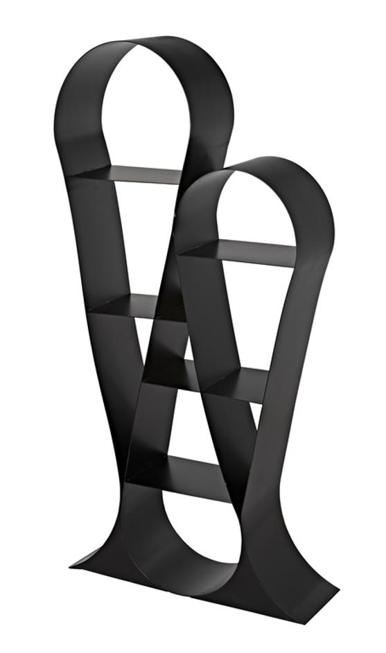 Zaha Industrial Steel Bookcase in Matte Black by Noir Furniture