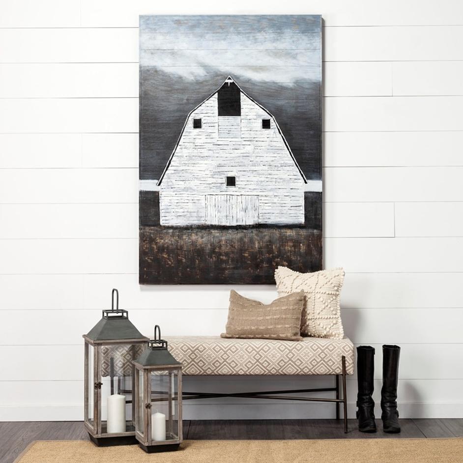 Avery II 55L x 17W Off White Upholstered Seat With Metal Base Accent Bench by Mercana