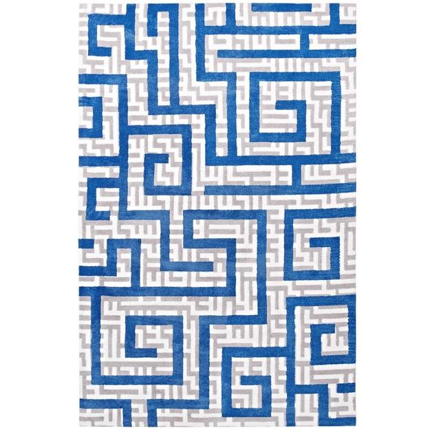 Lyda Geometric Maze 8X10 Area Rug In Ivory, Light Gray And Blue by Modway Furniture