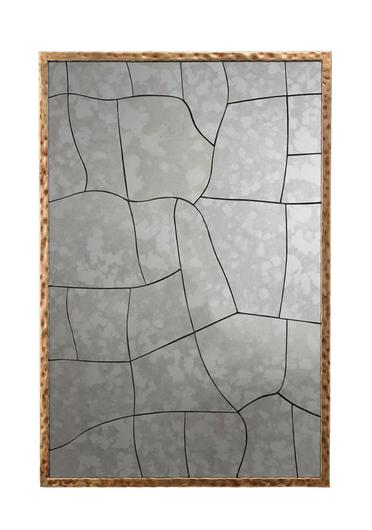 Fractured Hammered Iron Rectangle Wall Mirror by Jamie Young