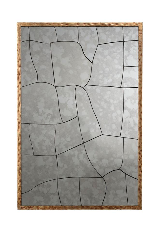 Fractured Hammered Iron Rectangle Wall Mirror by Jamie Young