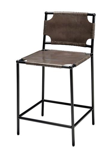 Asher Leather Counter Stool, Grey by Jamie Young