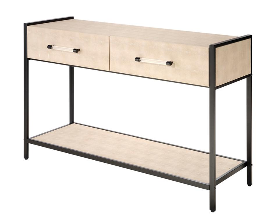 Cassius Faux Shagreen 2-Drawer Console, Taupe by Jamie Young