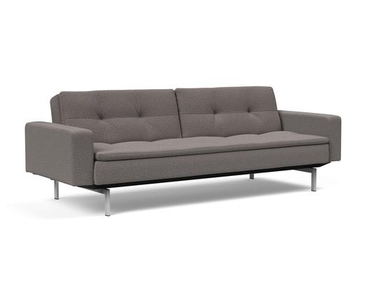 DUBLEXO SLEEPER SOFA W/ARMS in MIXED DANCE GREY FABRIC WITH Stainless Steel LEGS 521 by INNOVATION USA