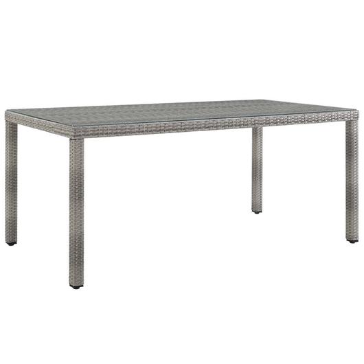 Harman 68" Outdoor Patio Wicker Rattan Dining Table In Gray by Modway Furniture