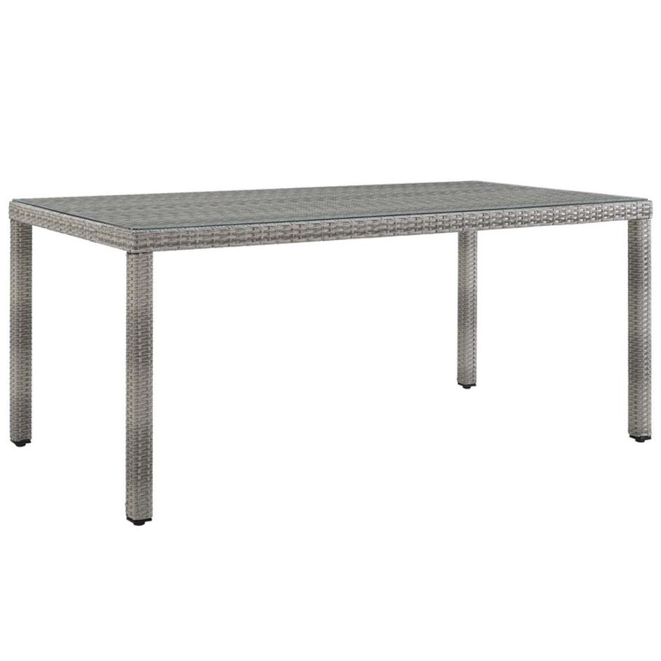 Harman 68" Outdoor Patio Wicker Rattan Dining Table In Gray by Modway Furniture