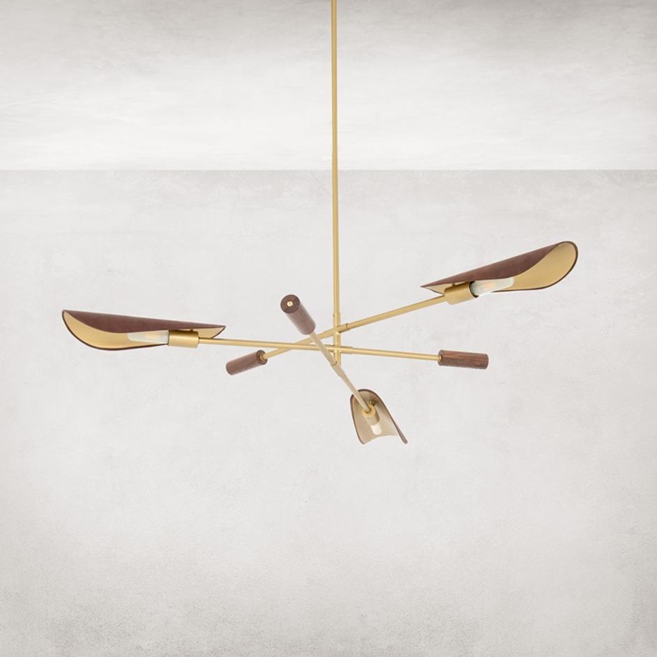 Astrid Chandelier In Dark Brown Leather by FOUR HANDS