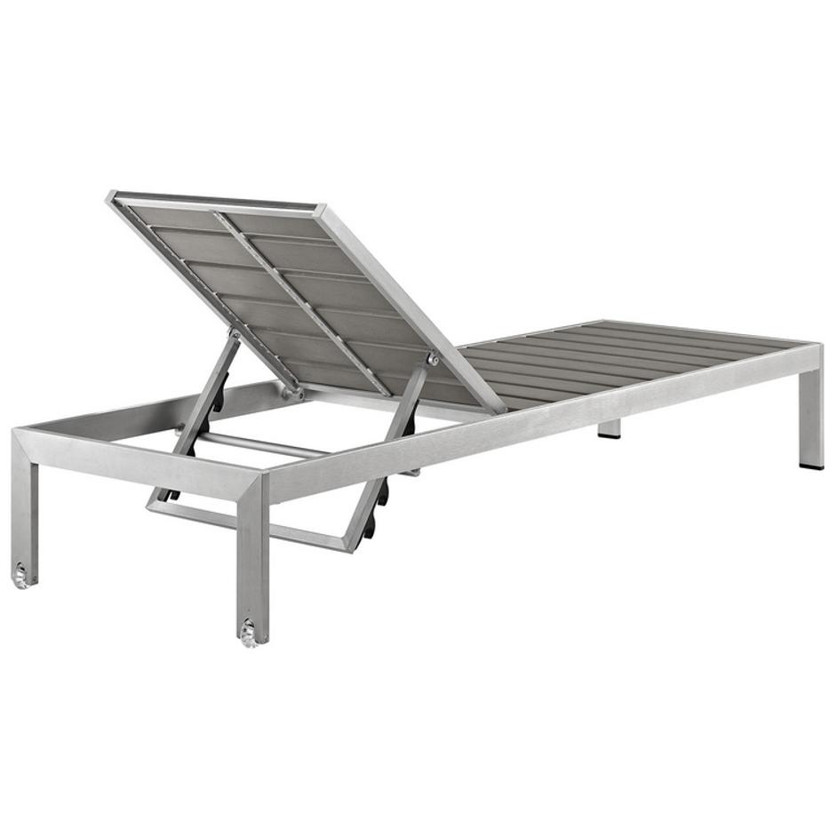 Nantucket Outdoor Patio Aluminum Chaise In Silver Gray by Modway Furniture