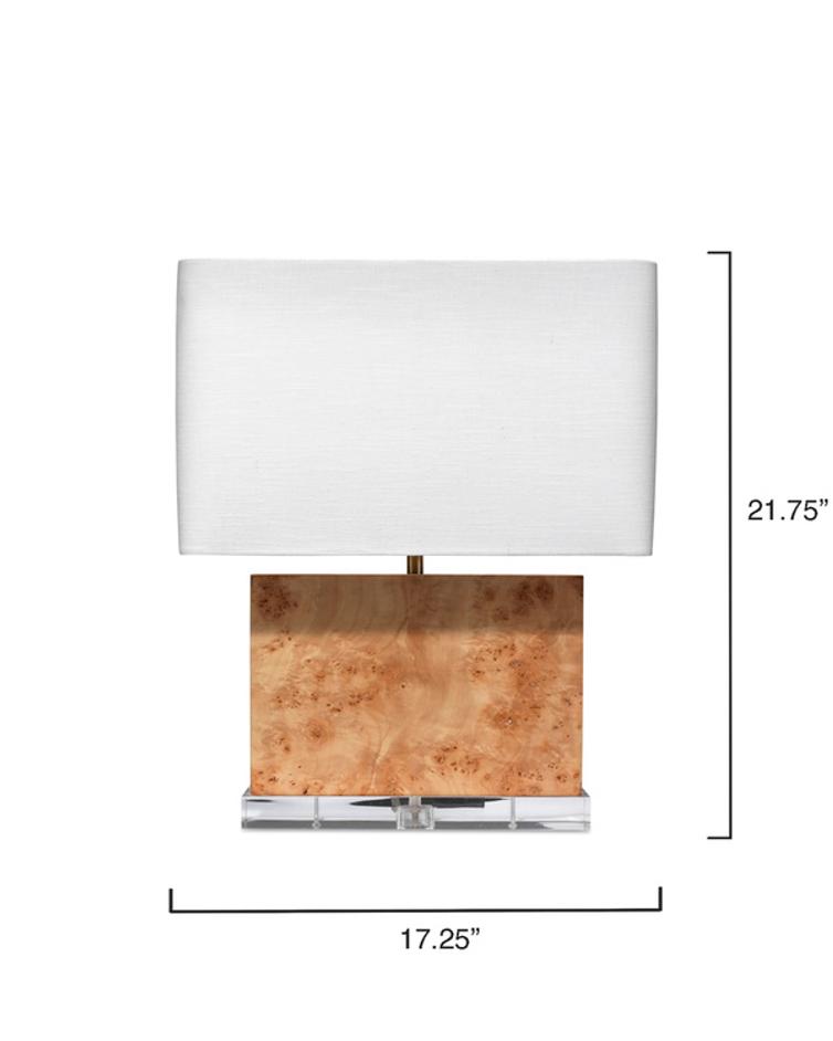 Parallel Burl Wood Table Lamp with Linen Shade by Jamie Young