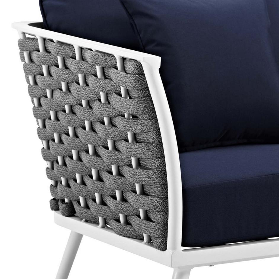 Aubrey Outdoor Patio Aluminum Armchair In White Navy by Modway Furniture