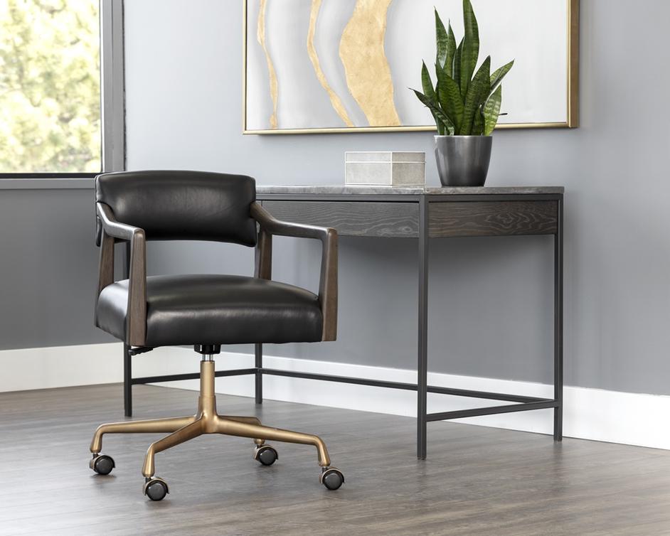 Keagan Office Chair - Cortina Black Leather by Sunpan