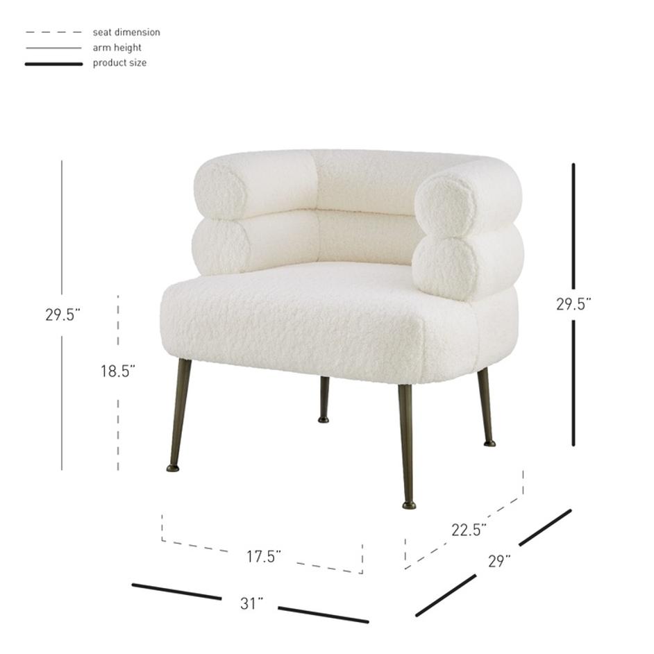 Zerline KD Faux Shearling Accent Chair, Shearling Beige by New Pacific Direct