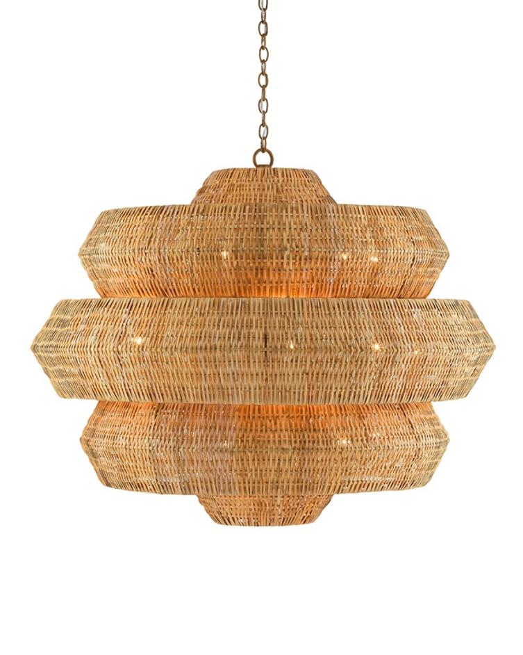 Antibes Grande Chandelier In Khaki & Natural by Currey & Company