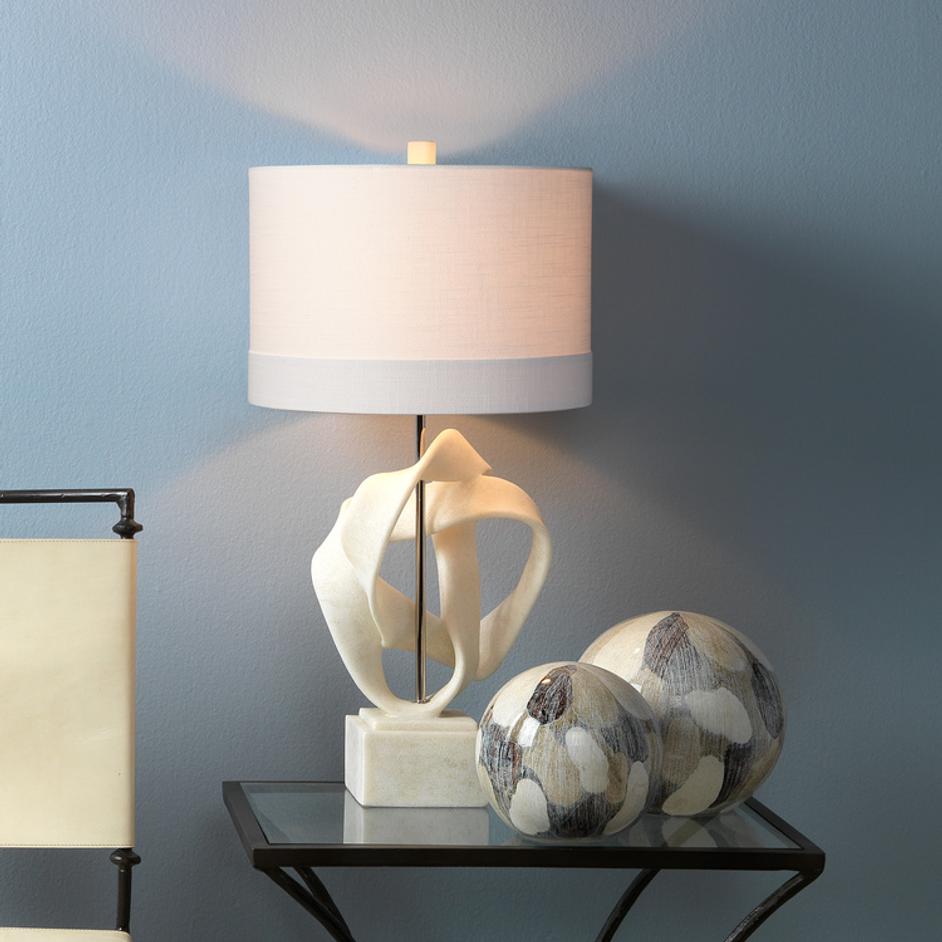 Intertwined Table Lamp with Linen Shade, White by Jamie Young