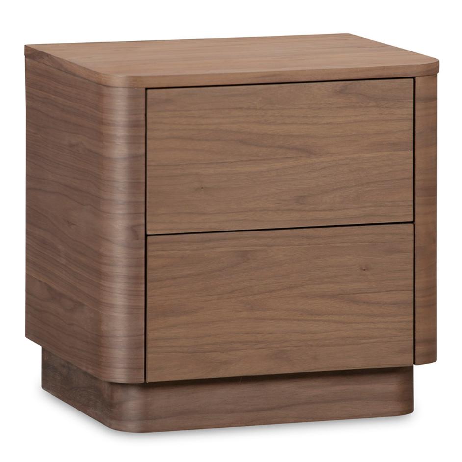 Round Off Tall Nightstand Walnut Brown by Moes Home