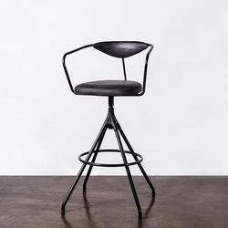 AKRON BAR STOOL IN STORM BLACK LEATHER SEAT by District Eight