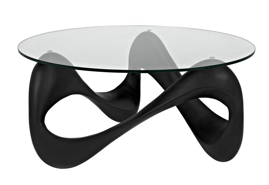 Orion Black Resin and Glass Coffee Table by Noir Furniture