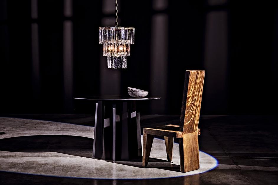 Column Dining Table, Black Steel by Noir Furniture