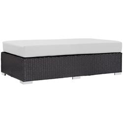 Minerva Outdoor Patio Fabric Rectangle Ottoman In Espresso White by Modway Furniture