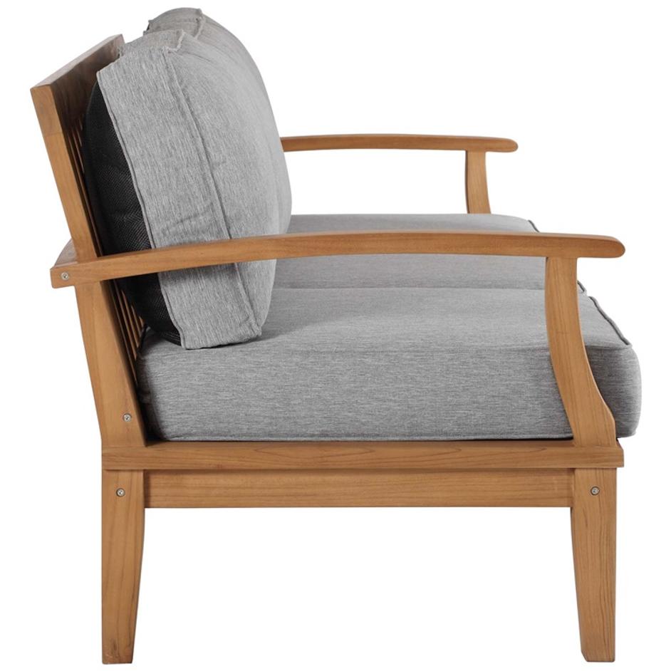 Quay Outdoor Patio Teak Sofa In Natural Gray by Modway Furniture