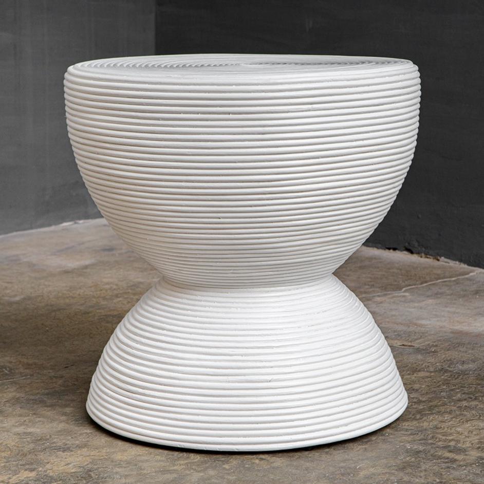 Bongo White Rattan Side Table by Uttermost